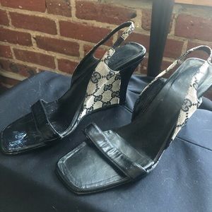 Size 8.5 Gucci Monogram Wedges